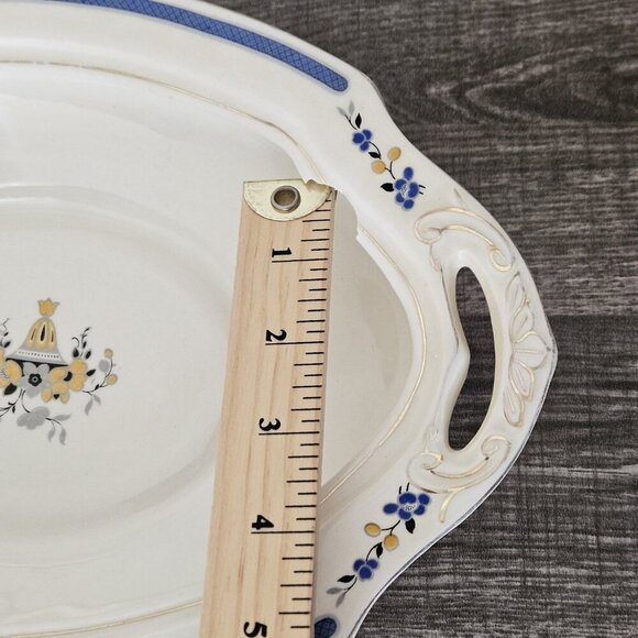 WH Grindley & Co England Serving Dish Chelsey Ivory Blue White Yellow Floral VTG - Picture 5 of 16